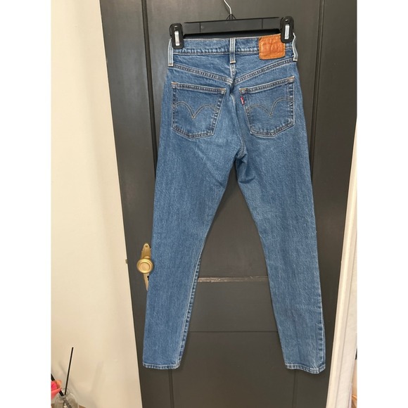 Levi's Premium Denim Jeans High Rise Button Fly Slim Fit 501s W23 L30 - Picture 3 of 6